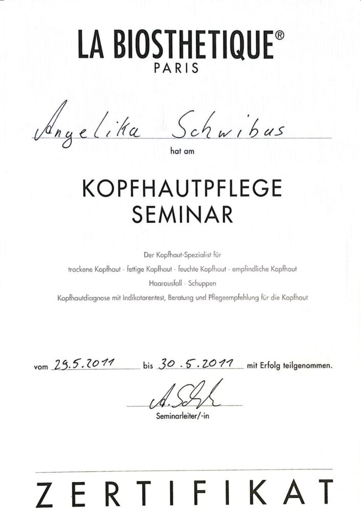 Praxisseminar Kopfhautpflege, 2011 Praxisseminar Kopfhautpflege, 2011