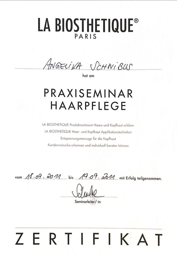 Praxisseminar Haarpflege, 2011 Praxisseminar Haarpflege, 2011