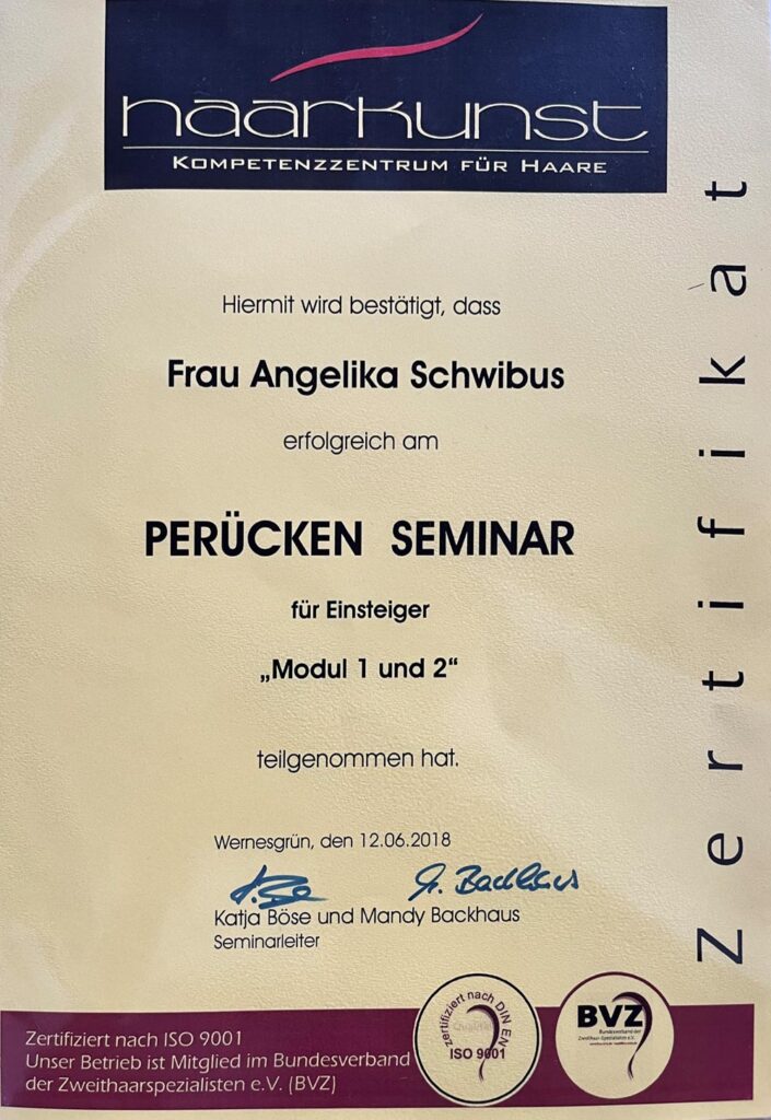 Perücken-Seminar, Modul 1 und 2, 2018 Perücken-Seminar, Modul 1 und 2, 2018