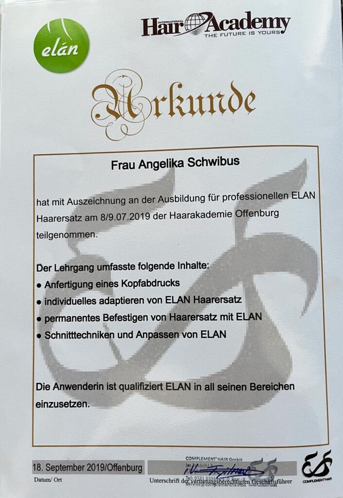 Elan Haarersatz, 2019 Elan Haarersatz, 2019