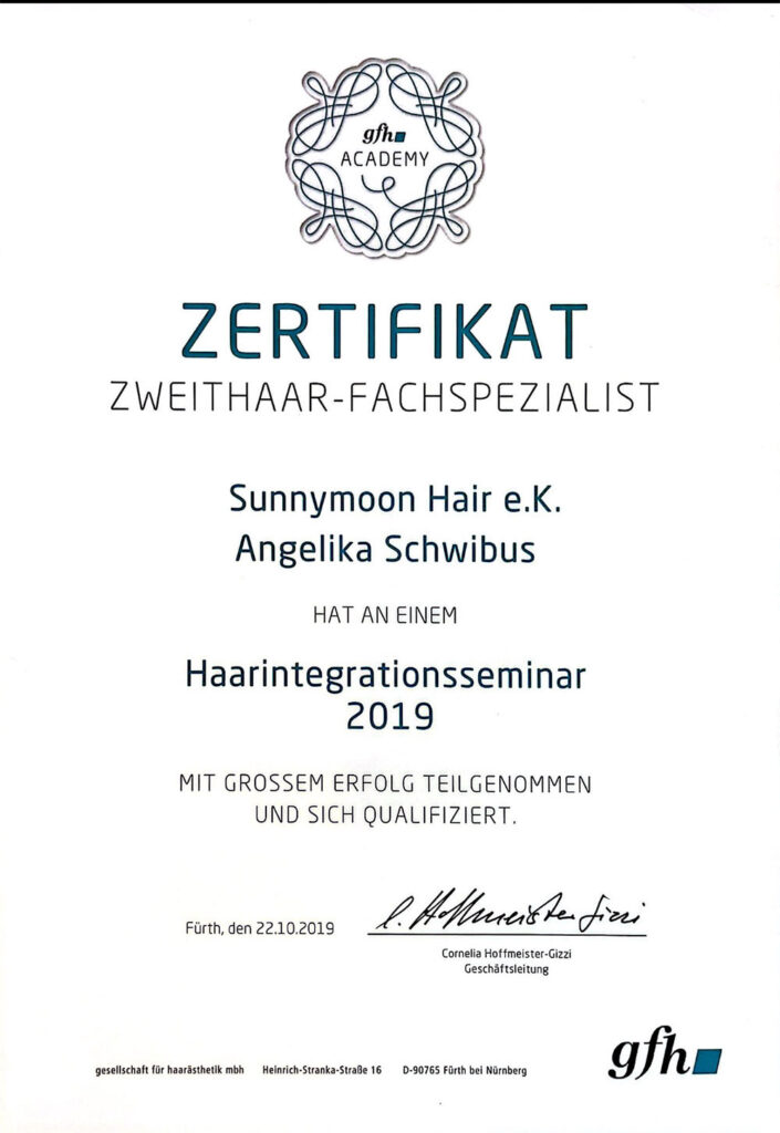 Zweithaar-Fachspezialist, 2019 Zweithaar-Fachspezialist, 2019