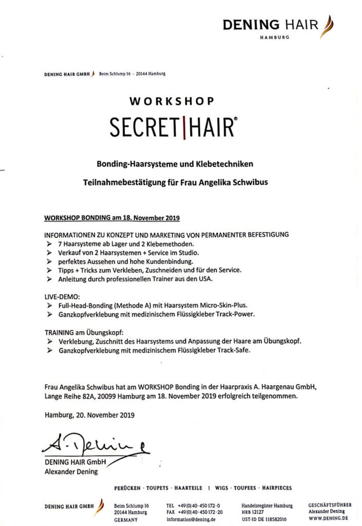 Secret Hair, Bonding-Haarsysteme & Klebetechniken, 2019 Secret Hair, Bonding-Haarsysteme & Klebetechniken, 2019