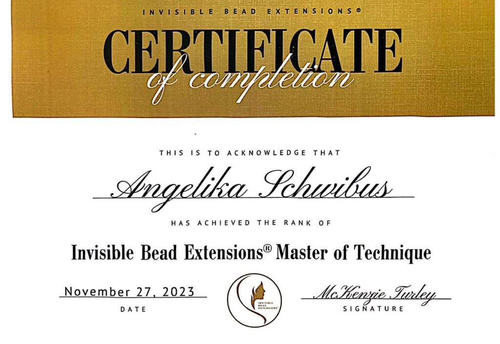 Invisible Bead Extensions®  – IBE®  Master of Technique, 2023 Invisible Bead Extensions® - IBE® Master of Technique, 2023